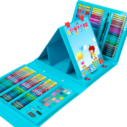 Ledi 208-piece blue children's brush painting set for boys and girls student brushes watercolor pen non-toxic tools washable