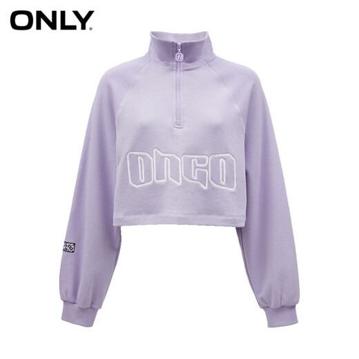 
ONLY autumn and winter fashion casual embroidery contrasting color short long sleeve round neck sweatshirt for women 12349S027 C38 Wisteria color M 165/84A