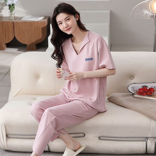 
Year of the Snake Year of the Year of the Pajamas Women's Pure Cotton Summer Short Sleeve Trousers Red Loose Outdoor Outdoor Cotton Set YSH-679 2XL Code 140-160Jin [Jin equals 0.5 kg] Reservation shrinkage
