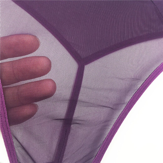 Private Shang New Men's Underwear Transparent Stretch Briefs Romantic Purple Sexy G-string T-Pants One Size 170Jin Jin is equal to 0.5kg within