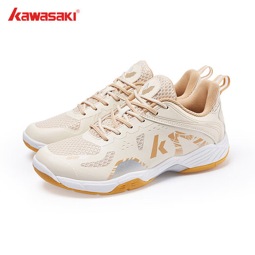 KAWASAKI badminton shoes 24 years new men's and women's badminton shoes non-slip anti-torsion sports running tennis shoes ice cream ice cream - vanilla yellow 35