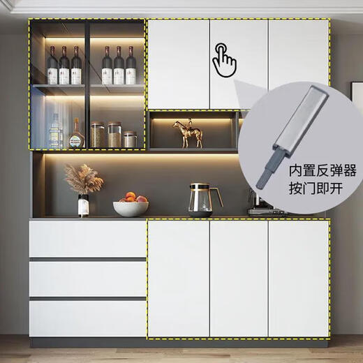 一路雅福2025新款酒柜餐边柜一体壁柜落地靠墙现代简约家用客厅储物柜高柜 奶咖色餐边柜 款14280*40*220[包安装