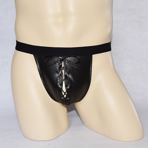 Men's patent leather briefs sexy crotch hollow thong sexy underwear 4110 All size