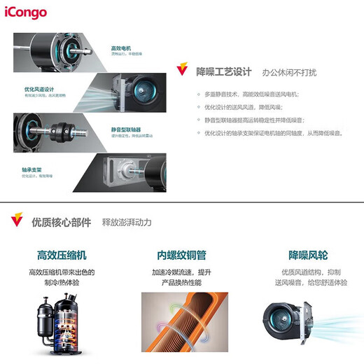 Chigo air duct machine, variable frequency heating and cooling, one-to-one living room, new energy efficiency, embedded hidden living room, bedroom ceiling, household air conditioner, large 1.5 HP, three-stage cooling and heating, variable frequency air duct machine, paid installation