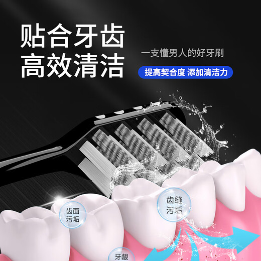 Sweetrip Men's medium-bristled toothbrush special for removing teeth stains and cleaning cigarette stain tea stains adult hard bristle spiral brush wire 2 packs