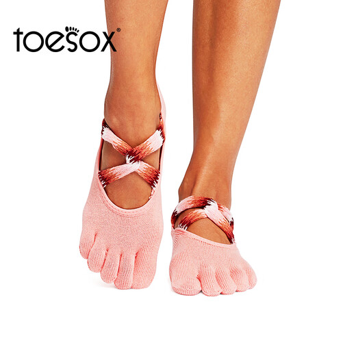 Toesox Yoga Socks Professional Fitness Pilates Socks Dance Non-slip Breathable Cross Toe Socks Ivy Series Celestite Blue M (39~42 Sizes)