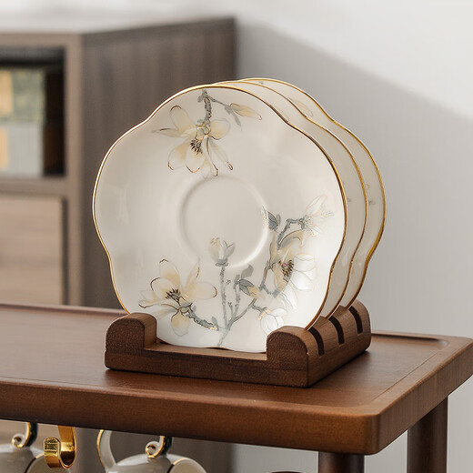 Yanze New Chinese Tea Set Living Room Light Luxury High-end Afternoon Tea Teapot Teacup Complete Gift Box Cup Set Orchid Scenery Dark Green 17-piece Set - Rectangular Shelf