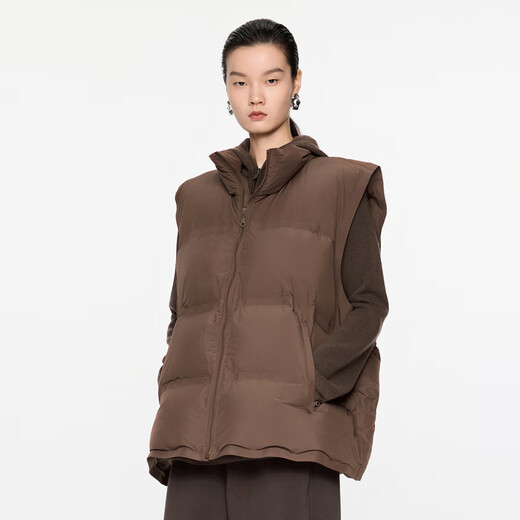 Jiangnan Buyi (JNBY) [Same Model in Shopping Mall] 24 New Winter Product Down Vest Women Loose Stand Collar Simple Casual Sleeveless 5O0C11730 209/Dark Brown XS