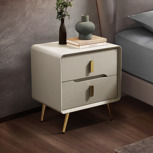 Yalan Nachttisch, modern, schlicht, kleiner Stauraum, Aufbewahrungsschrank, leichter Luxus-Nachttisch, Mansi, britisches Grau