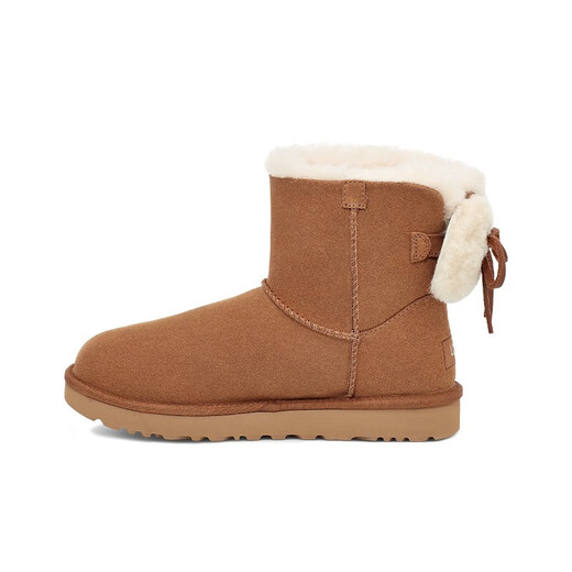 UGG秋季女士舒适时尚平底保暖迷你双蝴蝶结款休闲雪地靴 1127130 CHE | 栗色 38