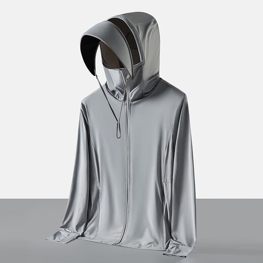 Catman Vinyl New UPF100+ Sun Protection Clothing for Women Summer UV-Proof Outdoor Sports Skin Windbreaker Cycling Clothing for Men KY9005 Light Gray - Men's and Women's 3XL