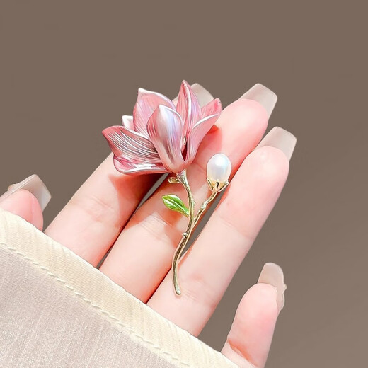 Lotus Chinese style elegant and exquisite magnolia brooch new fashion temperament flower pin retro flag Hanfu corsage with magnolia brooch