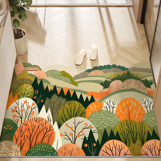 Gu Die Xiao Fresh Door Mat Floor Mat Entrance Door Mat Resistant to Dirty Entrance Door Anti-slip Entry Mat Green Cypress 60CMx90CM (DIY as you like, any cut)