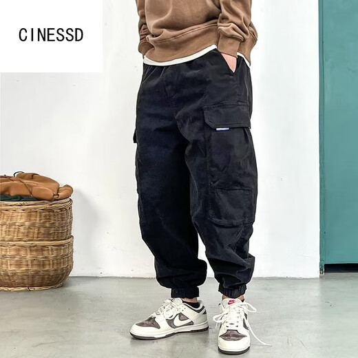 CINESSD2024新款日系潮牌工装裤男宽松百搭休闲束脚裤ins余文乐同款裤子 688款灰色 M 160-170CM 100-115斤
