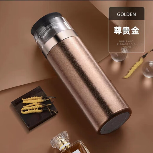 Minglu Thermos Cup Men's Pure Titanium Tea and Water Separation Double-layer Titanium Stewed Tea Cup with Tea Separator Tea Cup Healthy Water Cup Premium Gray 500ml