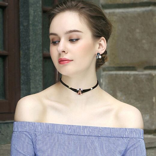 Farcoko brand necklace women's circle choker choker clavicle chain collar fashion jewelry birthday gift for girlfriend and wife colorful blue