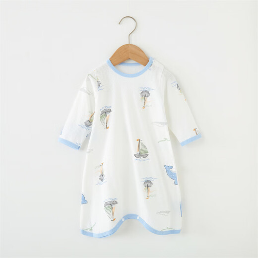 Baby Nachthemd Sommer Dünner Baby Pyjamas langärmelige reine Baumwollklimaanzug Einteilige Anti-Kick-Quilt-Quilt Nachthemd Kinder Nachthemd Tierpark 80