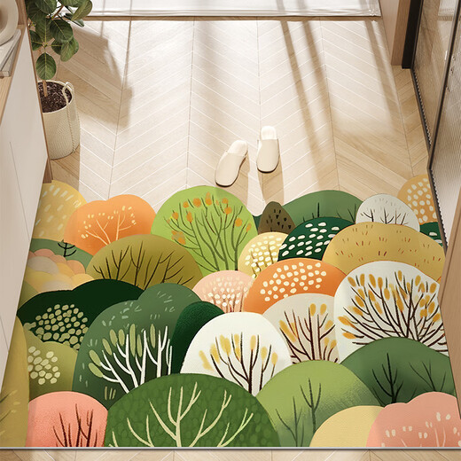Gu Die Xiao Fresh Door Mat Floor Mat Entrance Door Mat Resistant to Dirty Entrance Door Anti-slip Entry Mat Green Cypress 60CMx90CM (DIY as you like, any cut)