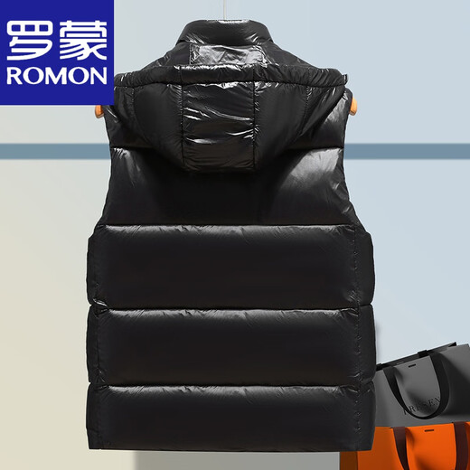 ROMON 2025 Nuevo chaleco de algodón de plumón para hombre, versión coreana de invierno, chaleco para parejas para uso exterior, chaleco cálido y grueso, negro 8615, el mismo estilo para hombres y mujeres 4XL 150-170 Jin Jin es igual a 0,5 kg
