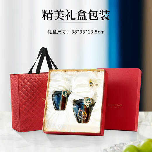 Nuo Shiman high-end enamel elephant ornaments handicrafts pair of living room entrance TV wine cabinet decoration wedding housewarming gift