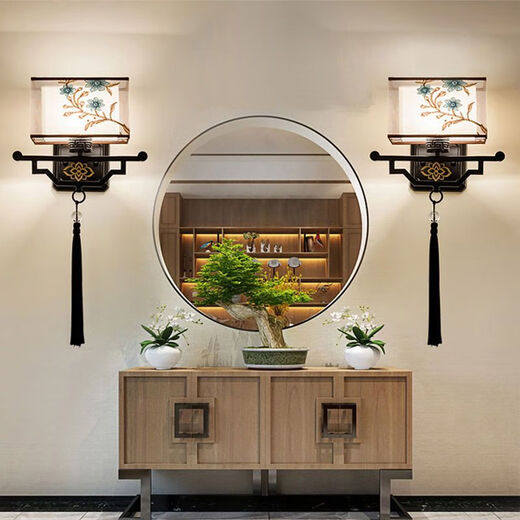 Yaotian New Chinese Style Wall Light Wohnzimmer Modernes Schlafzimmer Nachtweiser leichter Gang Treppe Dekorative Hintergrund Wandradar Erfassungslampe 6636 Kabel/Induktion + immer heller Stil