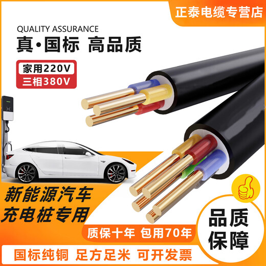 Chint YJV câble spécial de pile de chargement 3*6 45 noyau 4 6 1016 mètre carré Chint 7KW triphasé nouvelle énergie norme nationale inspection 3*6 carré (1 mètre)