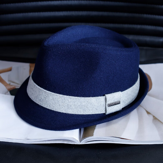 TOCHINO MEN'S ADULT TOP HAT AUTOMNE ET HIVER CONCUTÉ LOCE CHAUD JAZZ JAZZ Moyen d'âge moyen et Black Gentleman's Hat Navy Blue Black Code régulier M (55-57,5 cm)