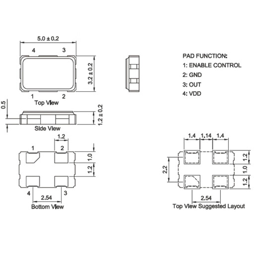 Lanshi SMD active crystal oscillator clock 12MHZ (20 pieces)