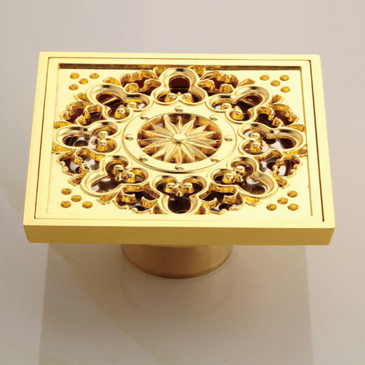 金色防臭加厚浴室淋浴房地漏方形大排量长条型条形卫生间10CM 金色6624 深水封 双用款