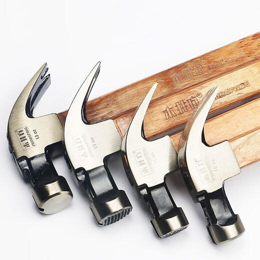 Mujingfang Mujingfang wooden handle claw hammer construction site woodworking hammer head nail puller hammer tool splint handle hammer paint handle tooth surface 13-OZ/total weight about 650 grams