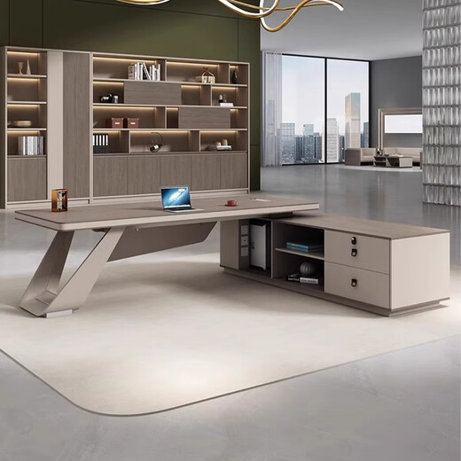 Saiguan Light Luxury Boss Desk Desk Simple Modern Chairman President Desk Executive Desk Manager Office Desk and Chair Combination 1.8 Meter Boss Desk