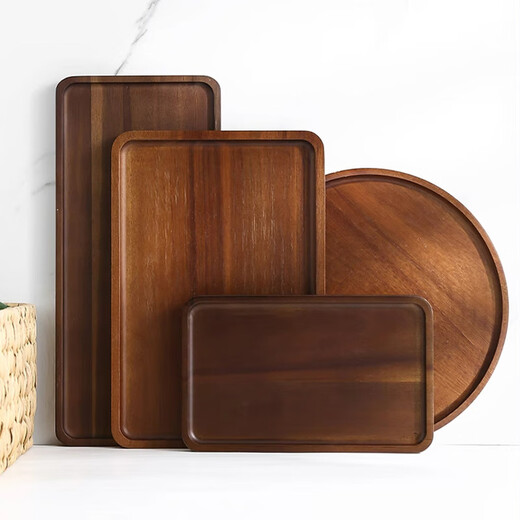 Punol Japanese-style home acacia wood solid wood rectangular tray wooden cup holder water cup tea tray storage plate dinner plate large acacia wood tray single