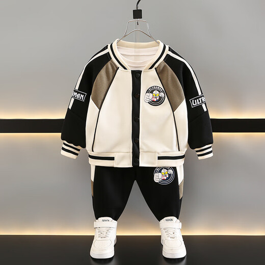 Cool Sheep Ultraman Clothes Boys Autumn Baseball Uniform Set 2025 New Handsome Boy Spring and Autumn Trendy Cool Sports Jacket Red Jacket + Pants 100