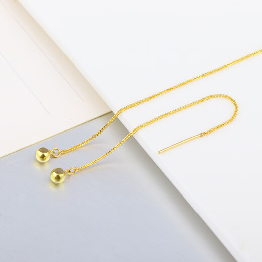 DL 1998 Fat Donglai same style 18k gold ear wire 18K gold thick needle type Chopard Au750 color gold safety buckle earrings pearls A style 6 cm 18K gold one pair 1MM