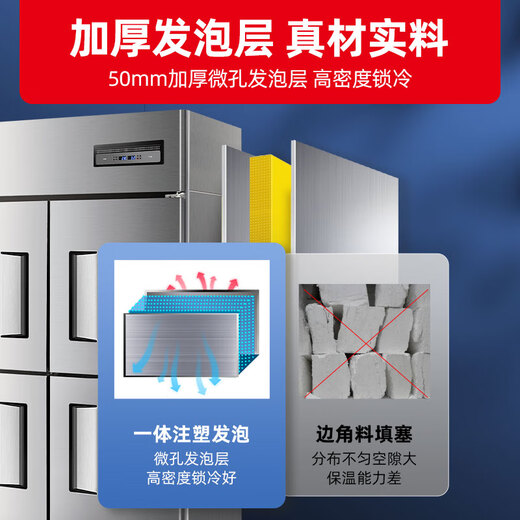 星星优品 1390升六门全冷冻厨房冰箱立式单温冷冻冷柜单温商用冰箱不锈钢冷冻保鲜柜 全铜管制冷 BD-1490TA