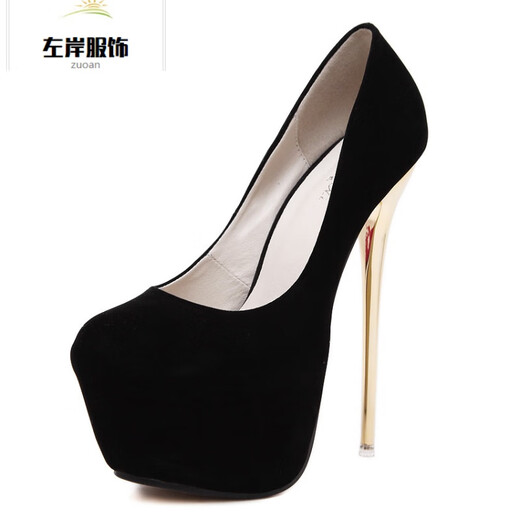 Hentian Tall Transvestite Cross-dressing Sexy Men's Cross-dressing High Heels YP Blue Frosted Surface 16cm -2 37