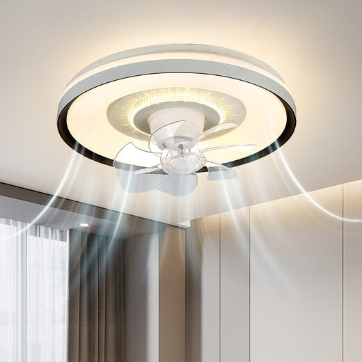 V-POWER智能卧室吊扇灯风扇灯LED灯具客厅餐厅现代简约吸顶灯电扇灯 【惠】9904-J黑白-96W无极-360摇头