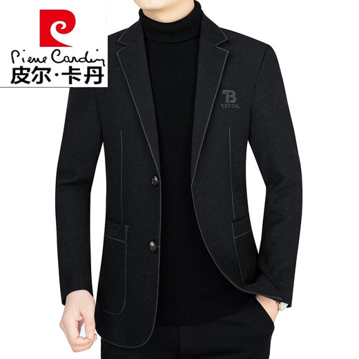 Pierre cardin autumn and winter new men's casual middle-aged men's suit wool wool jacket slim suit 245 black 170/M (90-110Jin [Jin equals 0.5 kg])