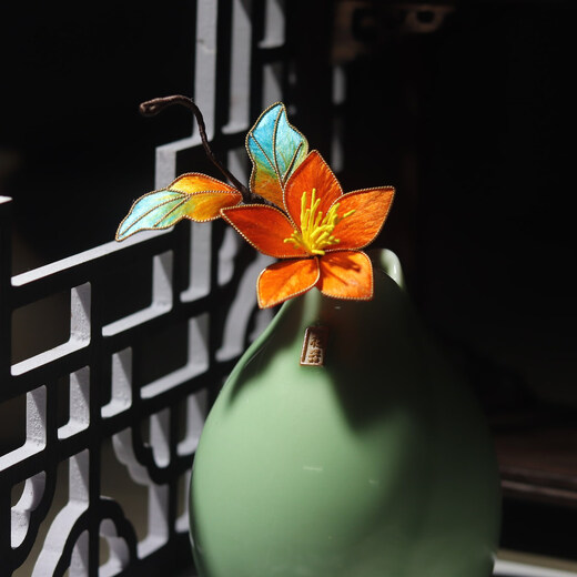 Lingchuan Intangible Cultural Heritage Cloisonné Flower Orchid Maple Leaf Brooch Antique Hanfu Cheongsam Accessories Classic Hairpin Style 1