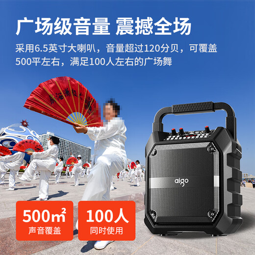 爱国者T52蓝牙音响大音量便携户外K歌广场舞音箱无线收款音响声卡特效U盘TF卡低音炮喇叭扩音器 标准版