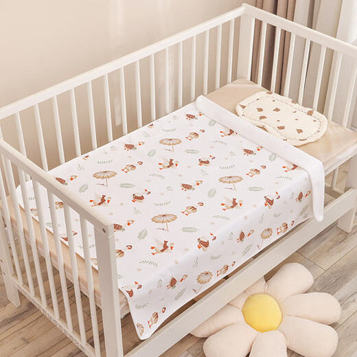 
Zi Jiafu baby urine separator pad can be washed pure cotton Class A waterproof and breathable baby urine anti-urination pads Aunt period physiological pads Footprint bear [Class A combed cotton] rice bottom 50*70