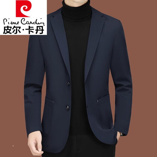 Pier Cardin high-end casual suit men's new men's suit middle-aged single spring and autumn coat slim dad top black ZJ9889 180/XL