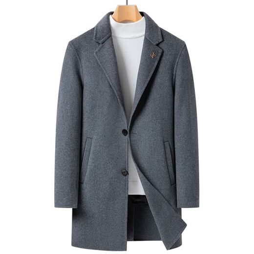 Lomond Woolen Pater Мужская осень и зима Новое двойное шерстяное пальто мужская шерстяная шерстяная пальто Съемная перьевая куртка 88082 серый [длинный стиль] 175/л.