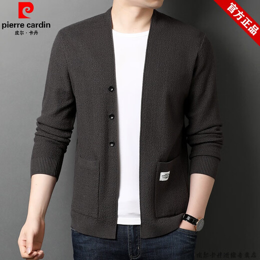 皮尔卡丹（pierre cardin）品牌羊毛针织衫男装毛衣外套男士开衫春秋薄款中青年时尚休闲纯色 黑色 1904XL【建议195-215斤】