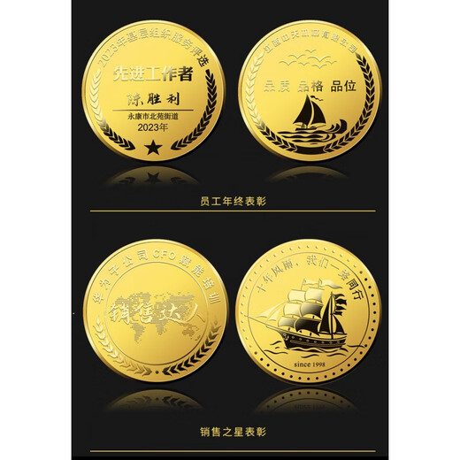 碧琢上市周年礼品水晶奖杯定制纯银纪念金币纯金银币退休纪念水晶摆件 水晶币摆件【B0012】 金银币定制
