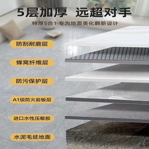 柏宜斯PVC亮面自粘地板贴地板革地板胶水泥地翻新亮面防水防滑加厚耐磨 6167-高光亮面60x60cmx2mm 片