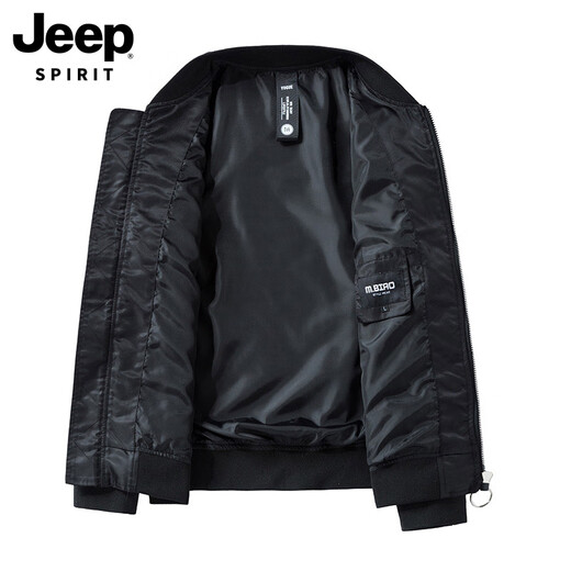 吉普（JEEP）潮流飞行员夹克男士春秋季新款美式宽松棒球服休闲外套男 9925黑色 XL 【135斤-155斤】