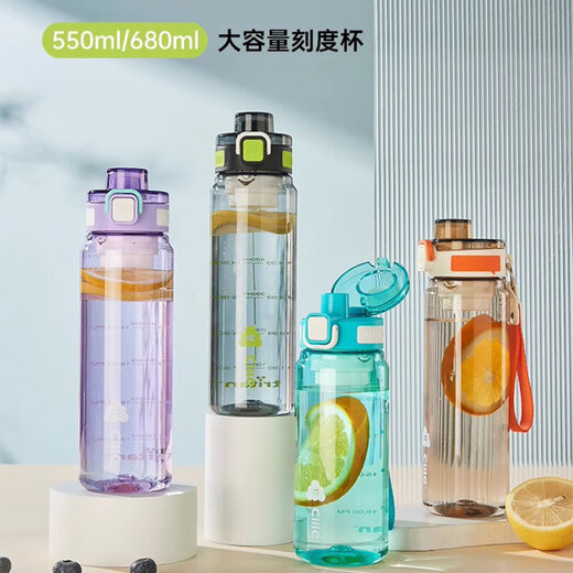 希乐运动水杯大容量tritan男女学生塑料杯子带滤网茶杯 惊艳蓝680ml