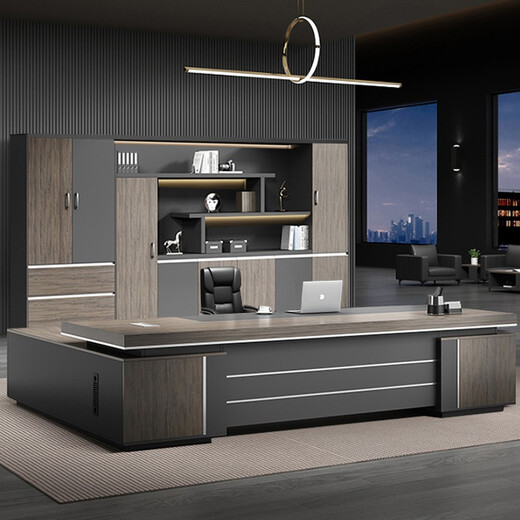 GEZHIMU black gold boss desk simple modern president desk combination new Chinese style manager light luxury executive desk furniture 1.6m boss desk single side cabinet