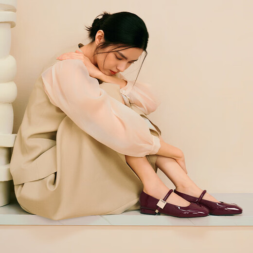 百思图【乔欣同款】莫奈花园法式玛丽珍M3173AQ5红色 36